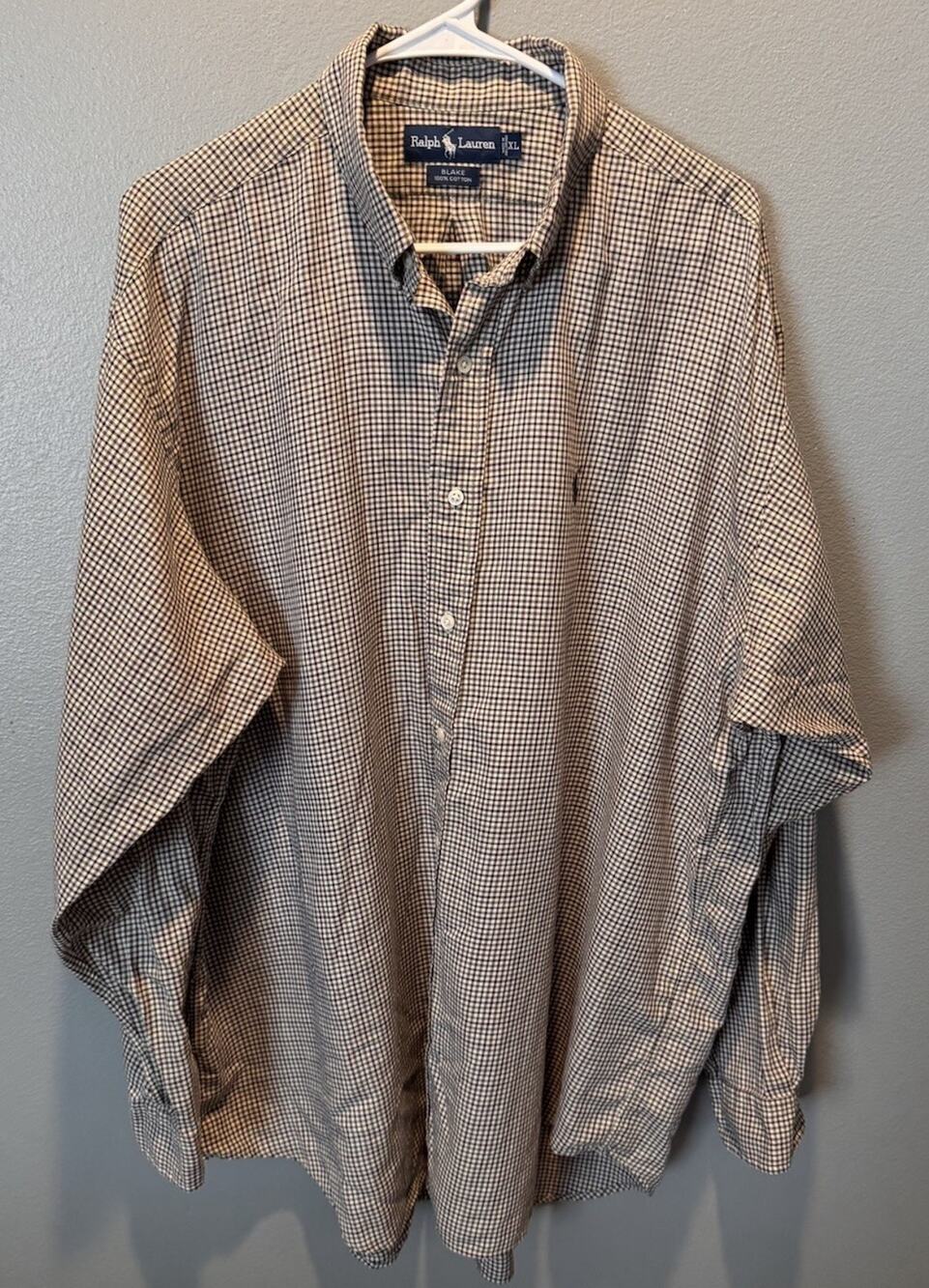 VTG Ralph Lauren Blake Shirt 100% Cotton Men's XL Button Down Plaid